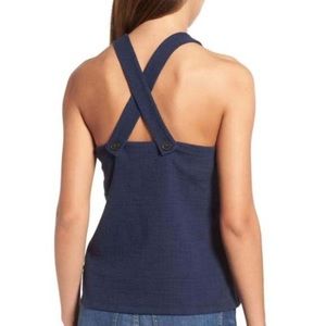 Madewell apron back knit top navy